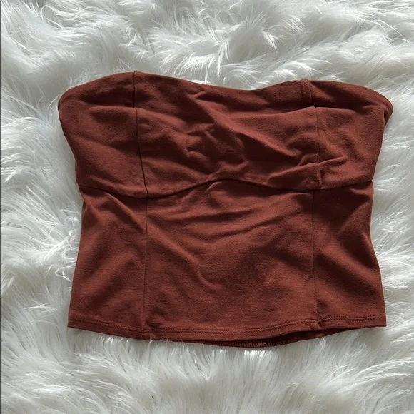 A New Day Brown Bustier Crop Top - Picture 1 of 3